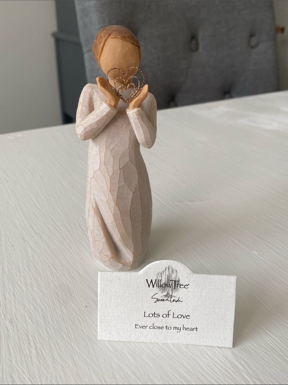 Willow Tree 'Lots of Love' Figurine, Holding a Gold Glitter Heart